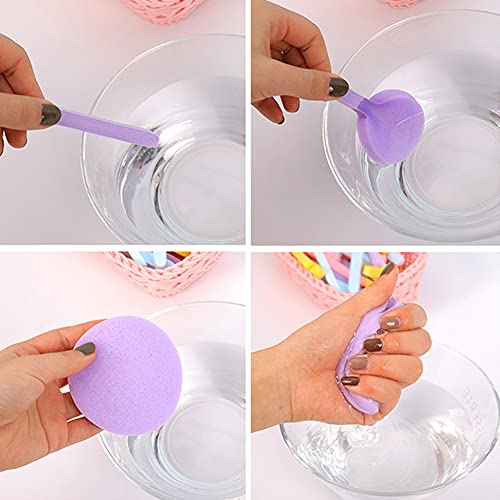 Facial Sponge Compressed,60 Pcs PVA Professional Makeup Removal Wash Round Face Sponges Spa Pads Exfoliating Cleansing for Women,Blue,Purple - color: Blue,Purple
