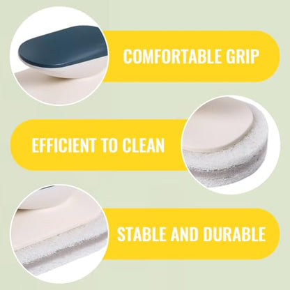 Sponge No-Scratch Scouring Pad Brush, with Comfortable Handle,Cleaning Brush for Kitchen Bathroom Bathtub Toilet Swiming Pool, Dish Sponge Cleaning Scrubber(Blue) - color: Blue