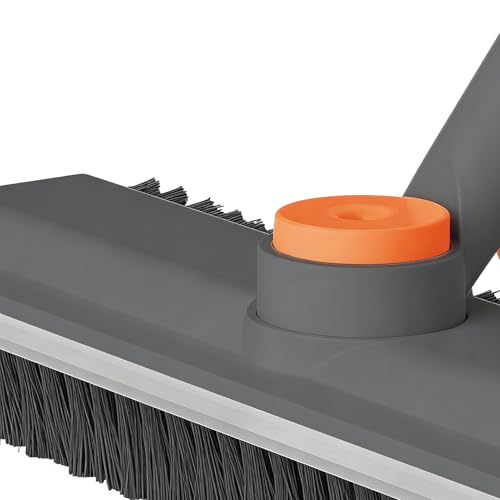 Heavy Duty Brush, Long Handle Floor Cleaner, 52.76 x 10.63 x 2.56 Inches Adjustable Scrubber with Stiff Bristles, Multipurpose Cleaning Tool, Hard Brush with Ergonomic Grip, Outdoor Floor
