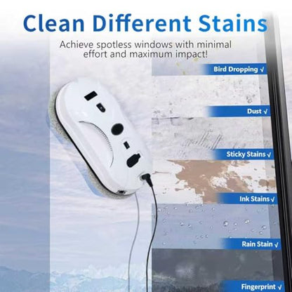 Patiixie Robotic Window Cleaner with 3-Layer Safety AI Path Planing Navigation, 3200Pa Strong Suction & UPS Anti-Drop, Perfect for High-Rise Windows, Glass Doors, Gift for Parents