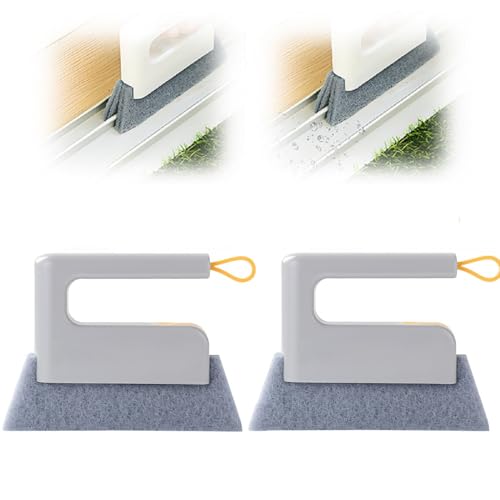 Window Track Cleaner,Multifucation Window Groove Cleaning Brush Tools Set,Sliding Door Track Cleaner Tool,Handheld Cleaning Brush for Window lides Gaps,Shutter Slats,Car Vents (2PC Grey) - color: 2pc Grey