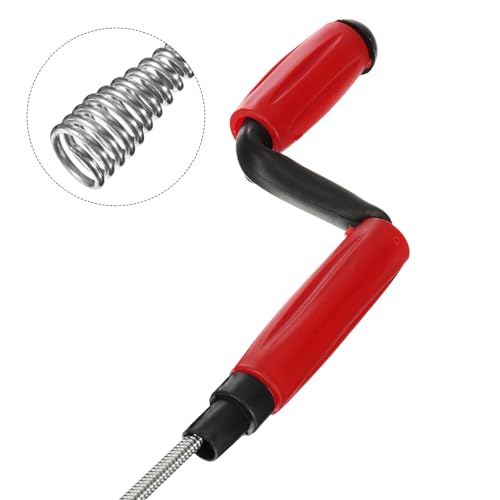 HARFINGTON Drain Augers 10 Ft Carbon Steel Flexible Plumbing Auger Hair Drain Cleaner Tool Toilet Auger Clog Remover Tool for Kitchen Bathroom Shower Sink Toilet Bathtub, Red