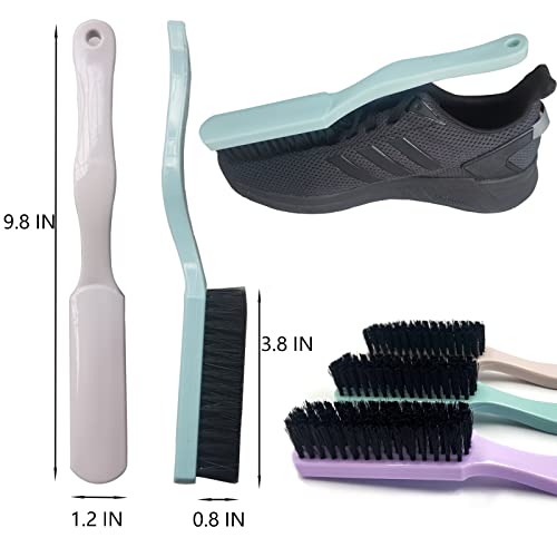 Cleaning Brushes Dish Brush Kitchen Washing Brush Set Shoe Brush Scrub Brush Home Household Cleaner Kit Floor Stiff Bristles with Adhesive Hooks Pot Pan Edge Corners Tile Lines Brush (Light Brown)