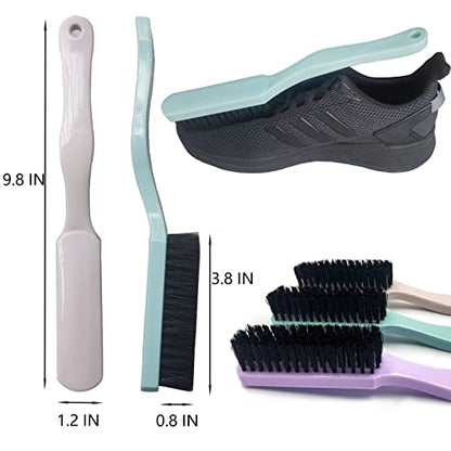 Cleaning Brushes Dish Brush Kitchen Washing Brush Set Shoe Brush Scrub Brush Home Household Cleaner Kit Floor Stiff Bristles with Adhesive Hooks Pot Pan Edge Corners Tile Lines Brush (Light Brown)