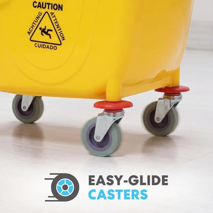 Simpli-Magic Commercial Mop Bucket with Side Press Wringer, 26 Quart – 50,000 Cycles Wringer – Industrial Mop Bucket with Wheels, Yellow - size: One Pack - Mop Bucket
