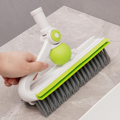 43-Inch Long Handle Floor Scrub Brush with Extendable Pole - 2-in-1 Stiff Bristle and Scraper for Tile, Shower, Bathroom, and Garage Cleaning