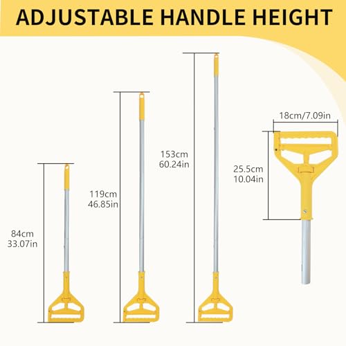 60 Inch Industrial Mop Handle Commercial mop Handle Heavy Duty Industrial mop Bucket mop Handles Heavy Duty Commercial mop Head Replacement and Handles mop Stick Replacement Mop Stick - color: Yellow