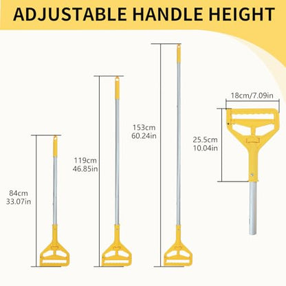 60 Inch Industrial Mop Handle Commercial mop Handle Heavy Duty Industrial mop Bucket mop Handles Heavy Duty Commercial mop Head Replacement and Handles mop Stick Replacement Mop Stick - color: Yellow