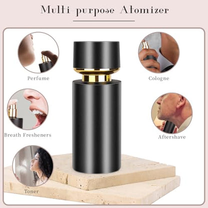 2pcs 50ml Glass Spray Bottle for Perfume,Refillable Travel Perfume Atomizer Bottles,Black Portable Cologne Atomizer Empty Bottle.(Black) - color: Black*2