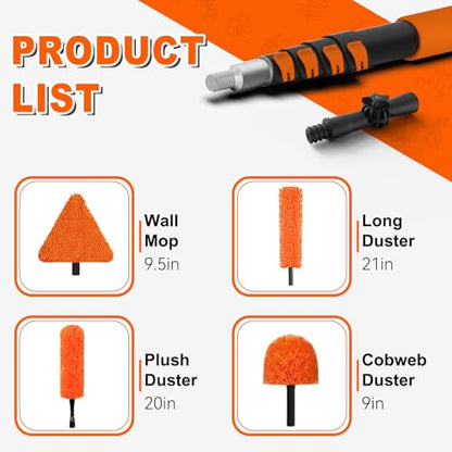 SISUPASSIE 20FT Duster Cleaner Kit, Dusters for Cleaning with Extension Pole, Baseboard & Wall and Window Cleaner Mop for Fan Blades, High Ceiling and Cobweb - size: 20FT