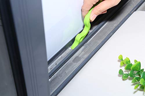 2pcs Hand-held Groove Gap Cleaning Tools Door Window Track Kitchen Cleaning Brushes(Green) - color: Green
