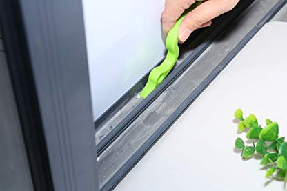2pcs Hand-held Groove Gap Cleaning Tools Door Window Track Kitchen Cleaning Brushes(Green) - color: Green