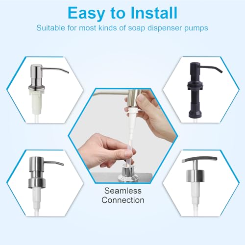 Soap Dispenser Extension Tube Kit, 47" Long Under Sink Soap Dispenser Tube kit with Check Value, Dish Soap Dispenser Hose for Kitchen Sink Countertop, No More Refilling A Tiny Bottle