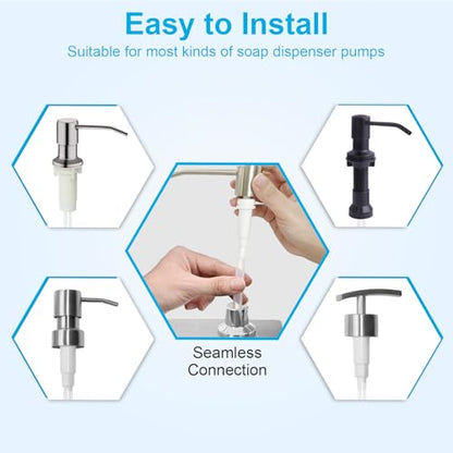 Soap Dispenser Extension Tube Kit, 47" Long Under Sink Soap Dispenser Tube kit with Check Value, Dish Soap Dispenser Hose for Kitchen Sink Countertop, No More Refilling A Tiny Bottle