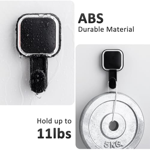 LEVERLOC 4 Pack Suction Cup Hooks for Inside Shower, Powerful Vacuum Suction Shower Holder for Towel, Loofah, Clothes, Damage Free Hanging Bathroom Wall Hooks, Easy to Install and Remove, Black - color: Black Hook, Square