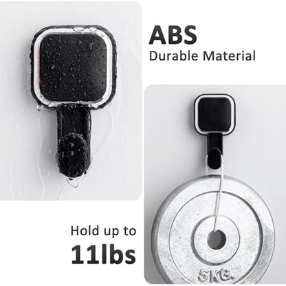 LEVERLOC 4 Pack Suction Cup Hooks for Inside Shower, Powerful Vacuum Suction Shower Holder for Towel, Loofah, Clothes, Damage Free Hanging Bathroom Wall Hooks, Easy to Install and Remove, Black - color: Black Hook, Square