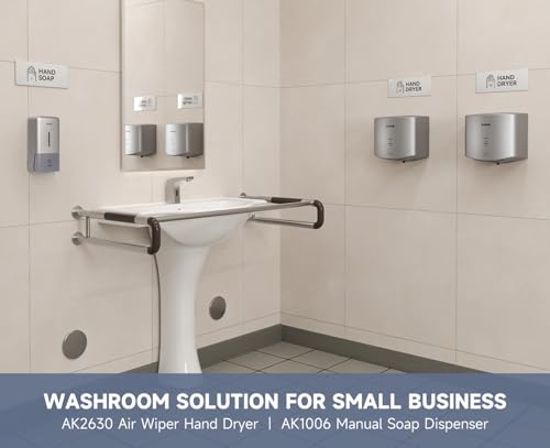 AIKE Wall Mount Liquid Soap Dispenser for Commercial Bathroom 27oz Large Capacity Manual Push Pump Silver - color: Silver