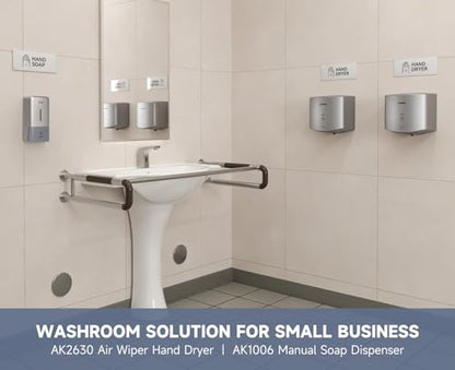 AIKE Wall Mount Liquid Soap Dispenser for Commercial Bathroom 27oz Large Capacity Manual Push Pump Silver - color: Silver
