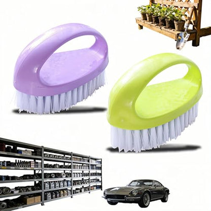 Fingernail Cleaning Brush 2 Pack, Heavy Duty Scrub Brushes with Hard Nylon Bristles for Deep Cleaning, Industrial Hand Brush for Mechanics Gardeners, Multi-Purpose Scrub for Hands Feet & Home