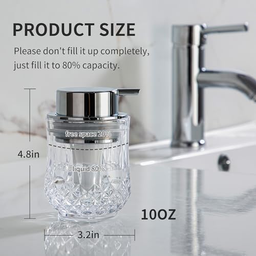 Enra Foaming Soap Dispenser for Bathroom and Kitchen - Glass Refillable, Modern Home Design (Clear/Silver Foam Pump) - color: Silver Pump-foam