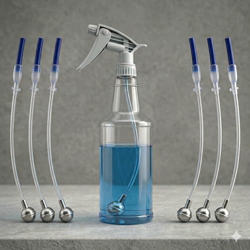 6 PCS Universal Fit 360° Spray Bottle Adapter, 14" Trimmable Flexible Tube with Metal Weighted Ball, Heavy Duty Tilted Spray Bottle Adapter for 8oz-32oz Triggers, Kitchen & Garden Care (6PCS) - color: 6pcs