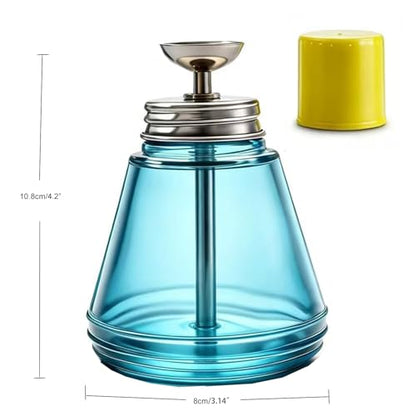 5 Oz/ 150ml Glass Push Down Pump Dispenser Bottle With Cap Push Down Glass Empty Pump Dispenser for Alcohol Makeup Clear Refillable Bottle Hand Pumping Press Container - color: Blue - 150ml - Round - 1pcs