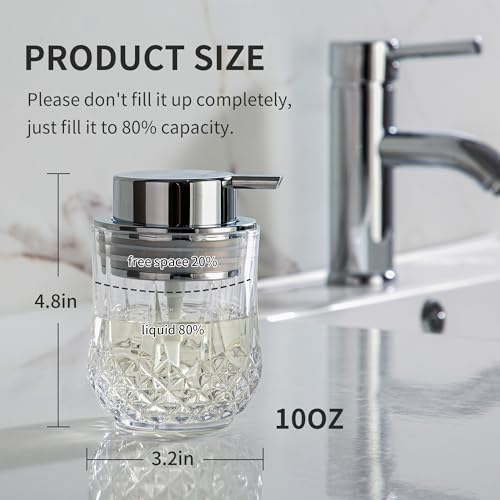 Glass Soap Dispenser,Bathroom Hand Liquid Soap Dispensers,Refillable Dish Soap Dispenser,Lotion Dispenser for Bathroom,Kitchen (Clear/Silver Liquid Pump) - color: Silver Pump-liquid