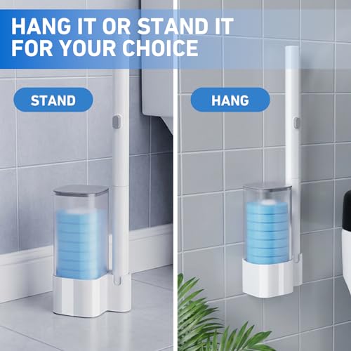 Disposable Toilet Brush- Toilet Bowl Cleaner, Toilet Bowl Brush, Toilet Wand with 12PCS Brush Refills for Bathroom Deep Cleaning Squre Shape(1 Pack, White) - size: 1 Brush + 12 Refills