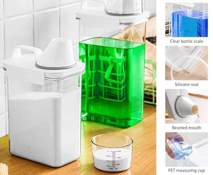 61oz Leak-Proof Laundry Detergent Dispenser, Double Sealed Refillable Container with Funnel Cap, BPA-Free PET Plastic for Fabric Softener, Bleach, Dish Soap - size: 61 Ounces