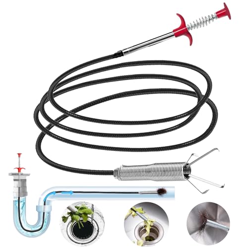 Drain Snake,118 inch Flexible Grabber Claw Pick Up Reacher Tool,Drain Clog Remover - Gutter Cleaning Tools for Home Sink, Bathroom Tub,Drain, Toilet, Tight Spaces - style: 118 in