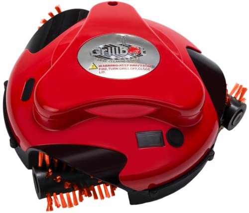 Grillbot Automatic Grill Cleaning Robot with Nylon Brushes, Electric BBQ Cleaner Brush with Motorized Power, Cordless Rechargeable Grill Scrubber for Outdoor Grills (Red) - color: Red