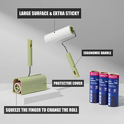 Extra Sticky Large Surface Lint Roller, 6.3'' Giant Lint Roller for Pet Hair, Long Handle Lint Remover for Clothes, Furniture, Dog & Cat Hair Remover (8 Refills / 720 Sheets) - size: 8 Refills / 720 Sheets