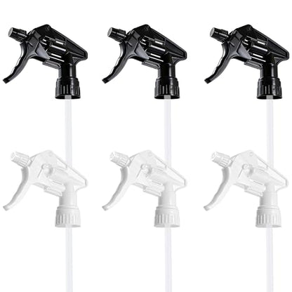 6 Pack Heavy Duty Spray Nozzle for Bottles, Leak-Proof Adjustable Spray Bottle Nozzle Replacement, Ergonomic Bottle Sprayer for Cleaning & Auto Detailing, Fits Standard 28/400 Spray Bottle Top - color: Black