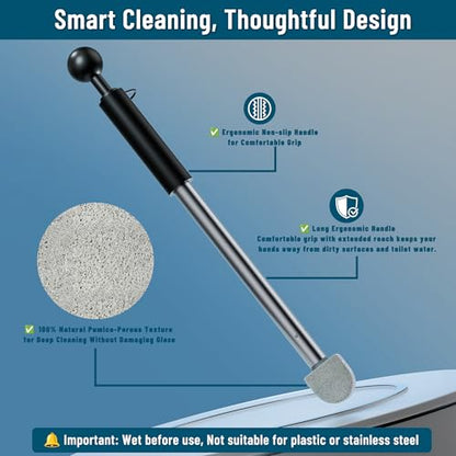 YINGMORE 2026 New Pumice Toilet Cleaner 17inch with Handle - Toilet, Pool & Tub Hard Water Stain Remover (1handle+8pumice) - style: 1handle+8pumice
