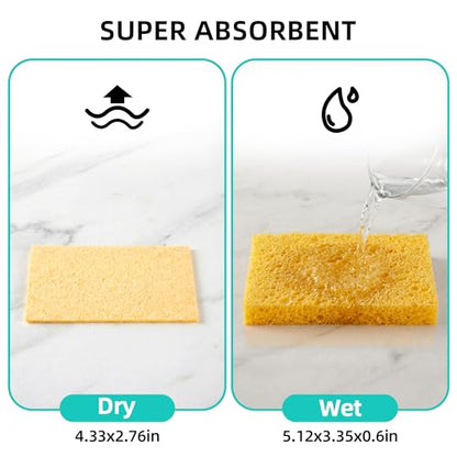 JOYMOOP Dish Sponge Scrubber, Cellulose Sponges Kitchen for Non-Scratch Washing Dishes, Household Cleaning Scrub Natural Sponge, Pack of 12 Colorful Sponges - color: Mixed Color [12 Pcs]