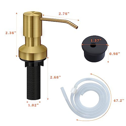 Sink Soap Dispenser for Kitchen Sink, Countertop Built in Sink Soap Dispenser with 47”Extension Tube kit, No Need to Fill The Little Bottle Again (Golden) - color: Golden