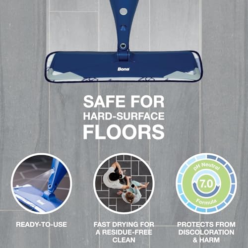 Bona Multi-Surface Hard Floor Cleaner Spray Mop Cartridge - 34 fl oz - Unscented - Refillable - Residue-Free Floor Cleaning Solution for Bona Spray Mops - Stone, Tile, Laminate, and Vinyl Floors - size: 34 Fl Oz (Pack of 1)
