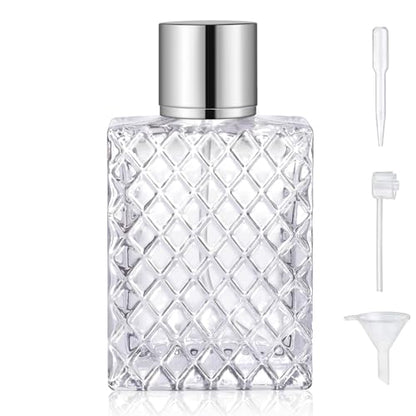 Vintage Glass Spray Bottle - Refillable Perfume Atomizer, Empty Perfume Bottles with 3 Dispensers (100ml/3.4 Oz) - style: vintage 100ml