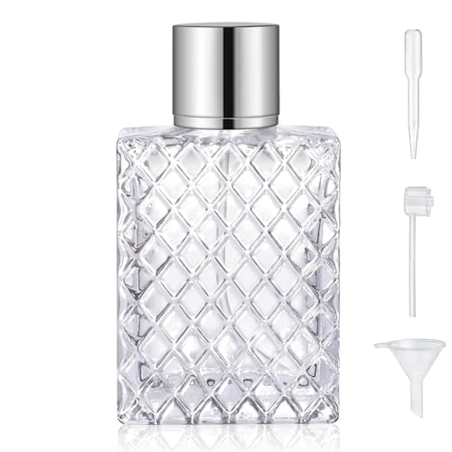 Vintage Glass Spray Bottle - Refillable Perfume Atomizer, Empty Perfume Bottles with 3 Dispensers (100ml/3.4 Oz) - style: vintage 100ml