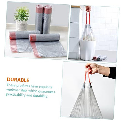 LALAFINA 5 Rolls of Heavy-Duty Drawstring Trash Bags Disposable Plastic Rubbish Bags for Kitchen and Household Use Easy to Carry and Use Random Color