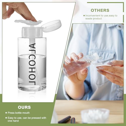 Layhit 1 Pcs 6.7oz/200ml Alcohol Pump Dispenser Bottle Alcohol Push Down Liquid Dispenser Empty Pumping Bottle Refillable Cosmetic Container for Personal, Salon, Nail Care, Hospital Use