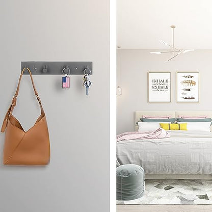 VIRFIN Key Hooks for Wall, Self Adhesive Key Holder for Wall with 2 Self-Adhesive Tapes, No Damage Key Holder Rack for Wall with 4 Key Hooks for Entryway, Door, Bathroom, Kitchen - size: 4 Hooks