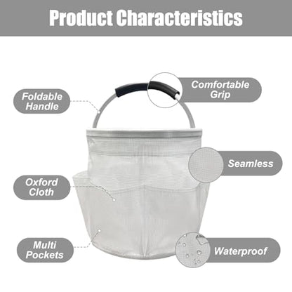 Qivine 17L Cleaning Caddy with Handle, Cleaning Supply Caddy, Foldable Tool Bag Cleaning Products Organizer, Portable Cleaning Bucket Caddy for Cleaning Supplies (Clear) - color: Clear