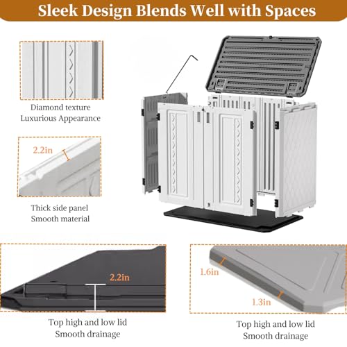 ZZM 4x3FT Heavy-Duty Outdoor Storage Shed | 34 Cu.Ft Waterproof Resin Cabinet with Double-Wall | UV-Resistant & Lockable for Garden Tools, Bikes, Patio Furniture (Wood Grain Texture) - color: White-34 cu ft