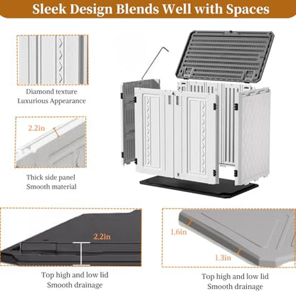 ZZM 4x3FT Heavy-Duty Outdoor Storage Shed | 34 Cu.Ft Waterproof Resin Cabinet with Double-Wall | UV-Resistant & Lockable for Garden Tools, Bikes, Patio Furniture (Wood Grain Texture) - color: White-34 cu ft
