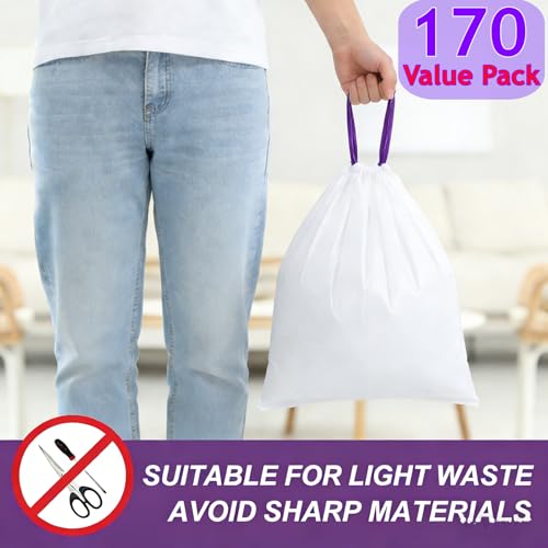 4 Gallon Trash Bags Lavender Scented, 170 Count Small Drawstring Trash Bag Febreze Beachside Breeze Garbage Bags, Odor Resistant white Plastic Trash Can Liners for Bathroom, Bedroom, Office - size: 1 Count (Pack of 170)