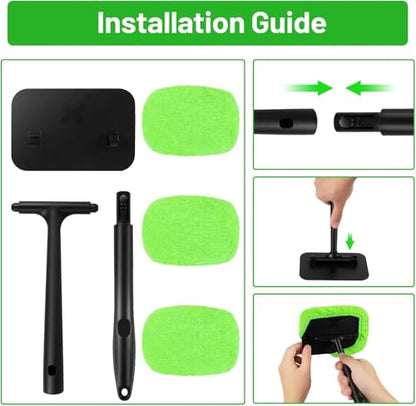 Xindell Windshield Cleaner Tool – Inside Car Window Cleaning Kit with 22“ Detachable Handle, Interior Windshield Squeegee for Clear Vision, Auto Detailing Kit for Car, Home & Outdoor Windows - size: 2pack