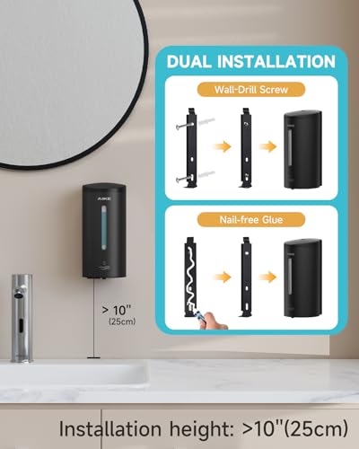 AIKE Automatic Wall Mount Liquid Soap Dispenser, Commercial Stainless Steel with 25oz Large Capacity Save Time Effort and Cost,Model AK1205(Matte Black) - color: Matte Black