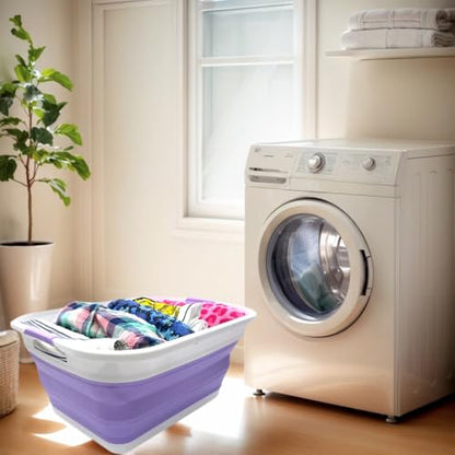 SAMMART 41L (10.8 gallon) Collapsible Plastic Laundry Basket-Foldable Pop Up Storage Container/Organizer-Portable Washing Tub-Space Saving, Water capacity: 32L (8.4 gallon) (Rectangular, Lt. Purple) - color: Lt. Purple