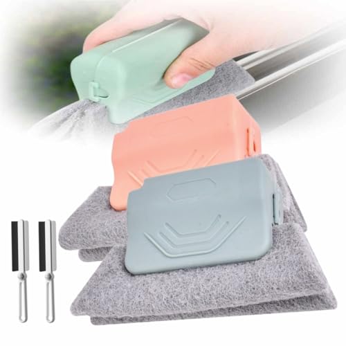 Window Groove Cleaning Brush,2024 New Hand-held Magic Window Track Cleaner Tools Set,Groove Cleaning Brush Window or Sliding Door for Sliding Door, Sill, Tile Lines, Shutter (Pink+Gray) - color: Pink+gray
